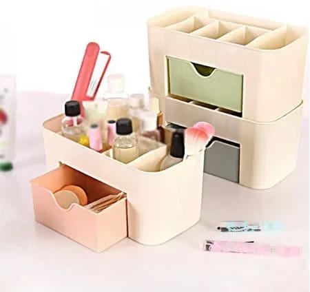 Simple Plastic Desktop Cosmetic Box with Drawer