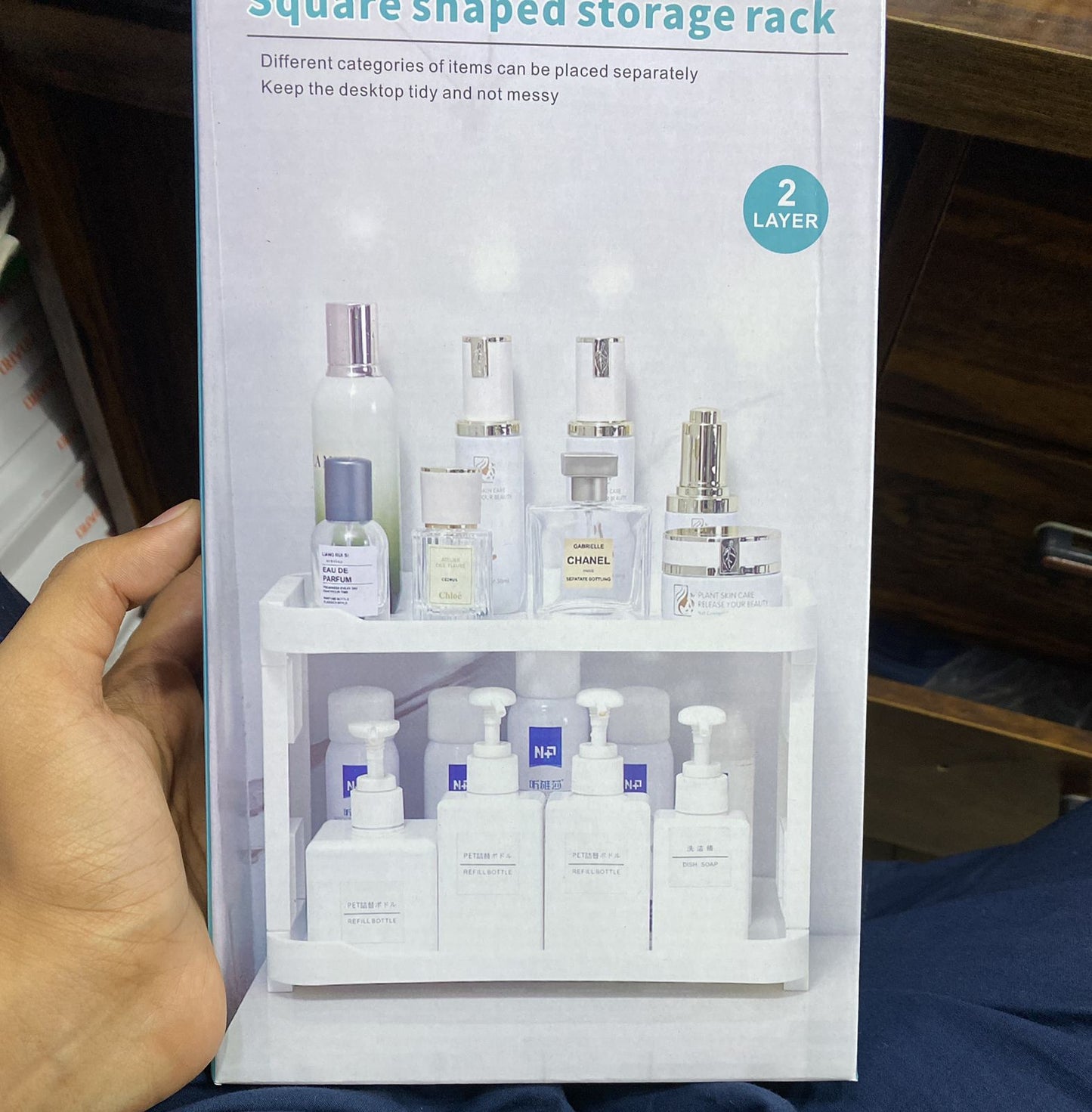 Plastic Square 2lyr Cosmetic Rack