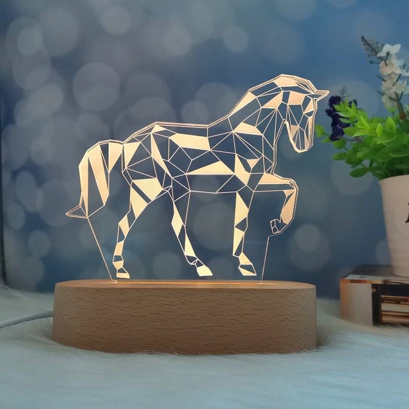3D Acrylic Table Lamps - Horse Lamp - Hearts Lamp - Chair Lamp