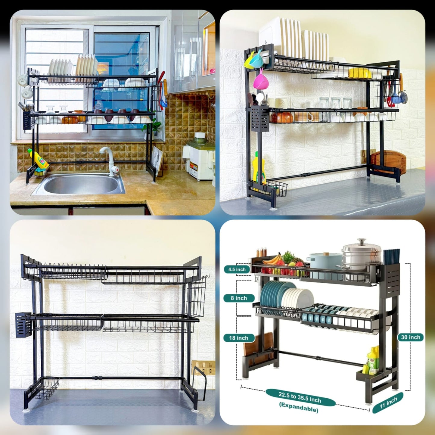 Expandable 2-Tier Over The Sink Rack - Premium Quality