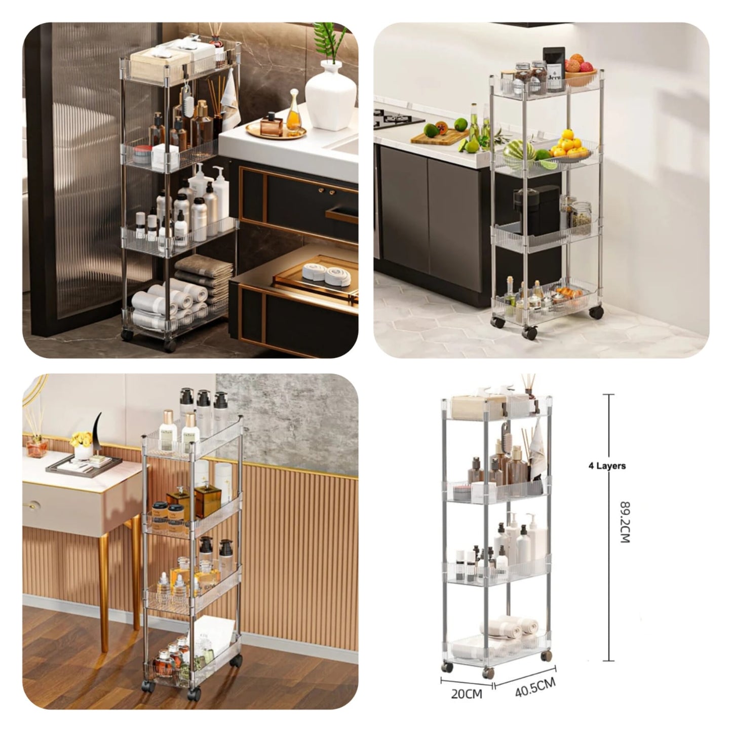 Luxury Acrylic 4Tier Trolly - Premium Quality