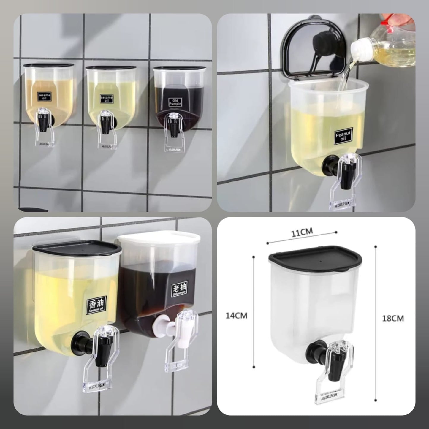 Self-adhesive Wall-Mounted Oil Dispenser (800ML) Good Quality