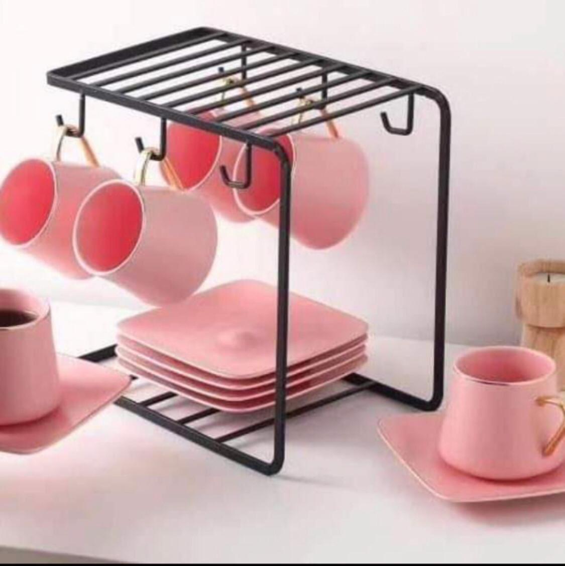 Black Iron Tea Cup Display Holder