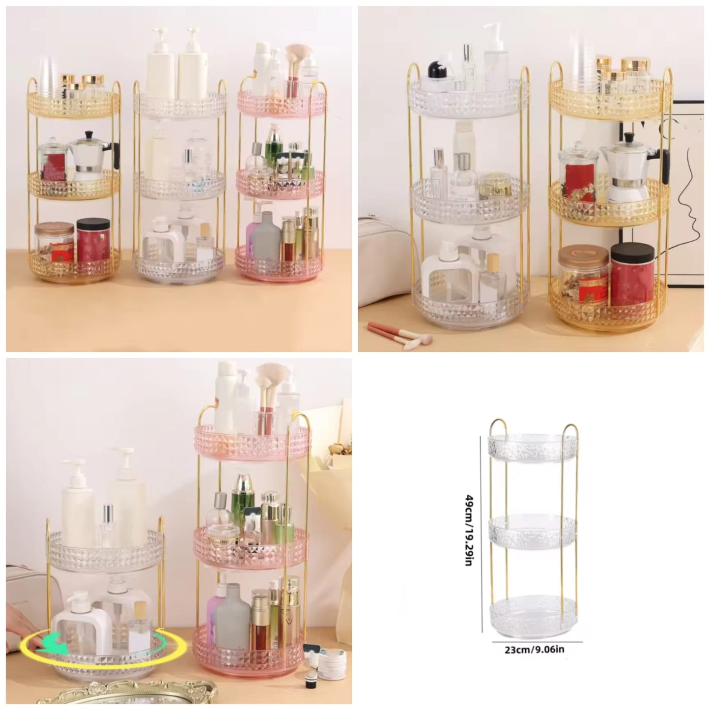 3Layer Rotating Cosmetic Organizer Rack