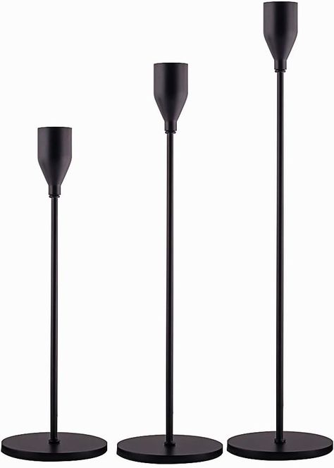 Matte Black Candle Holders - Set of 3