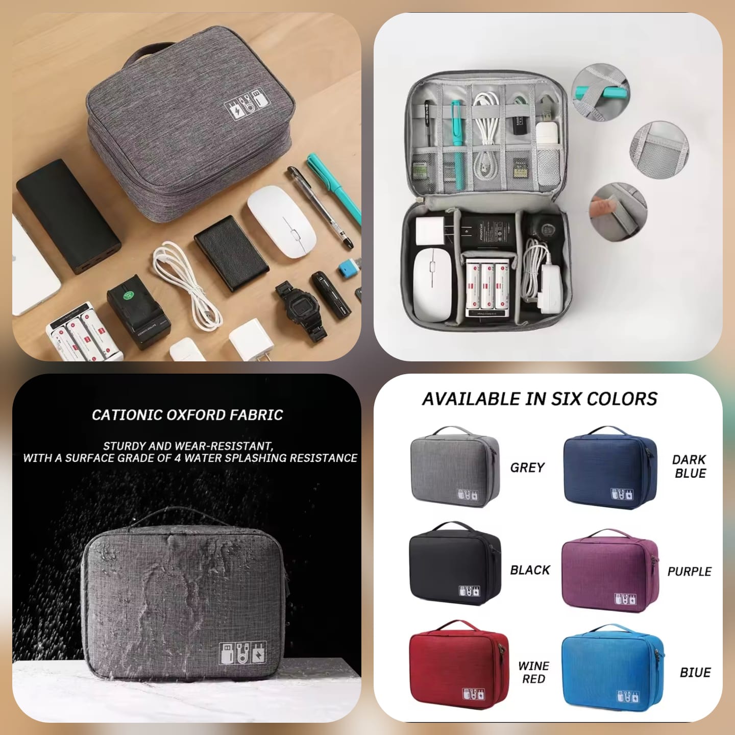 Portable Electronic Accessories Organizer Case