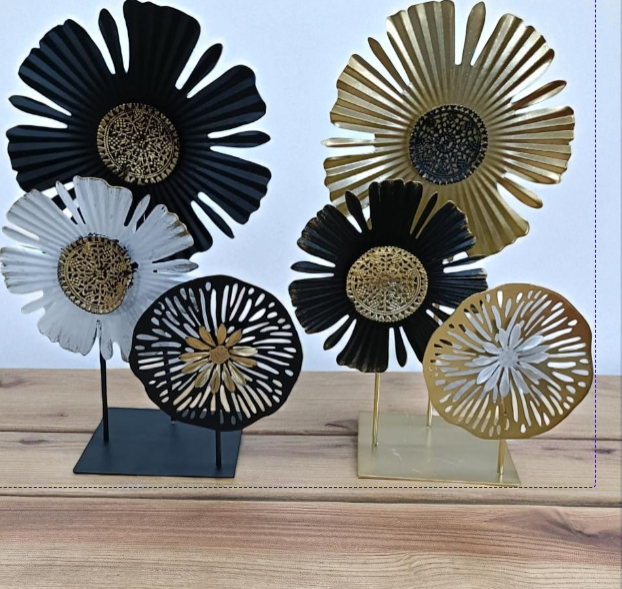 Metallic Floral Sculpture Set