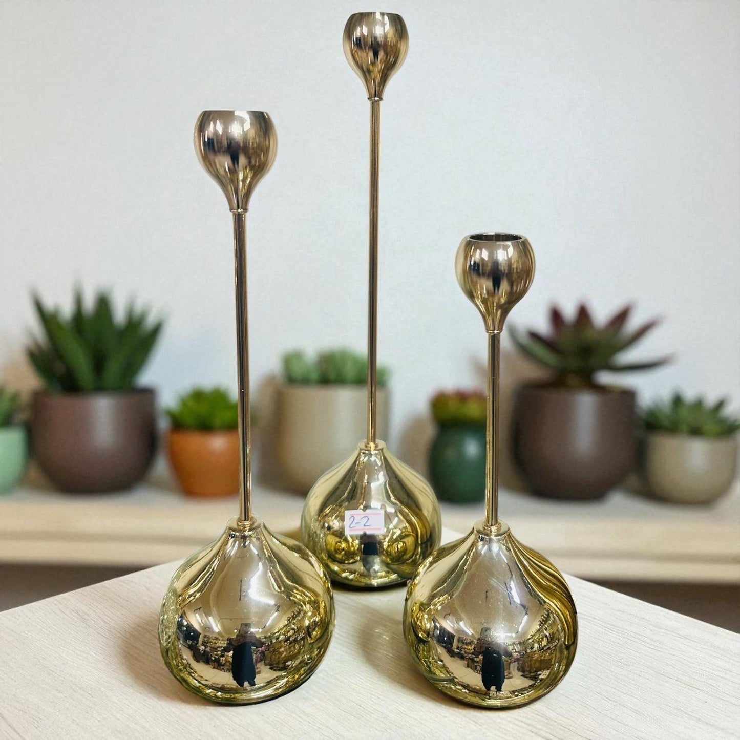 Modern Gold Taper Candle stand Set of 3