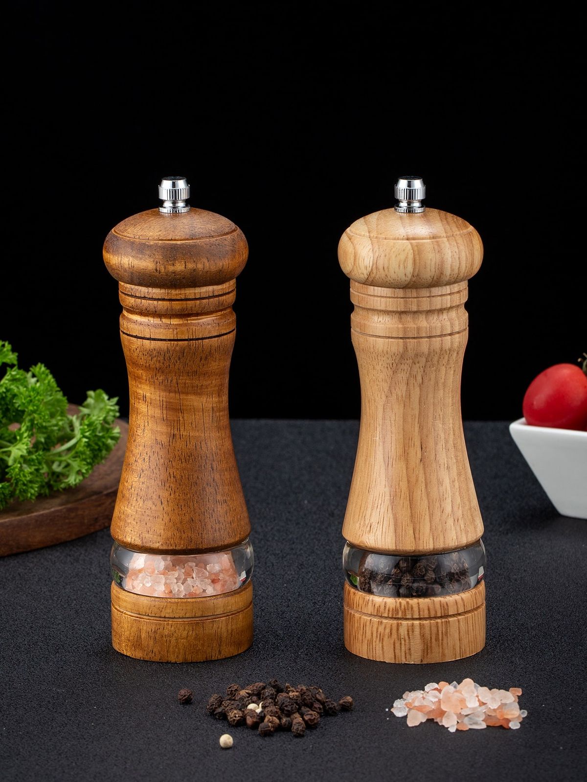 BLACK PEPPER CRUSHER BAMBOO WOODEN - Set of 2