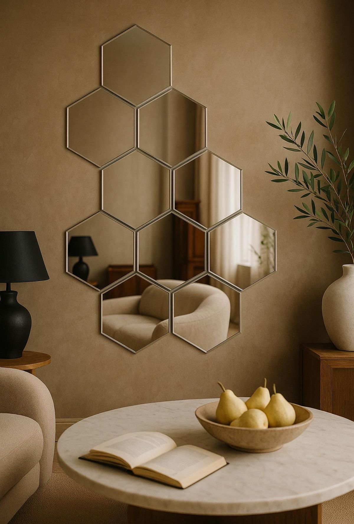 12pcs Wall Craft 3D Acrylic Mirror Hexagon Shape - Big Size