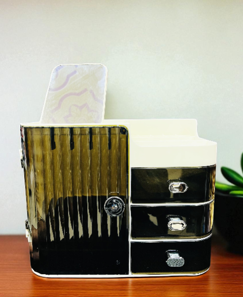 3 Drawer & One Door Acrylic Cosmetic Organizer