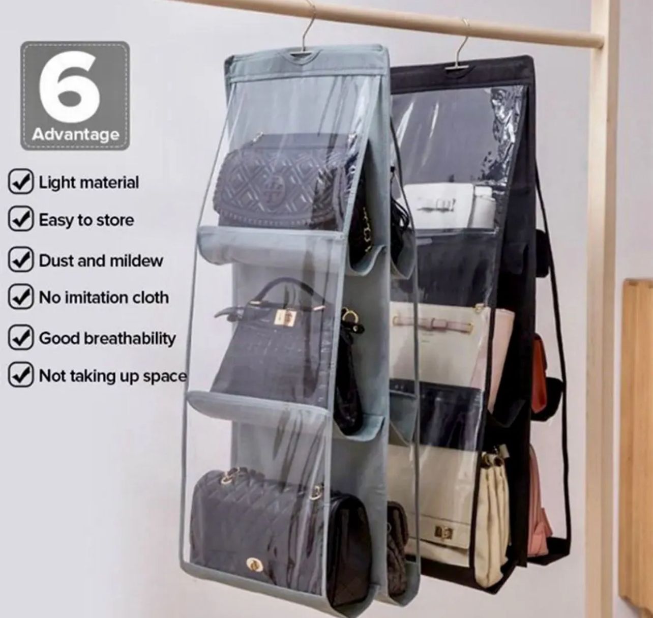 Hanging Handbag Organize - 6 Pocket