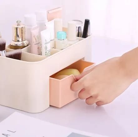 Simple Plastic Desktop Cosmetic Box with Drawer