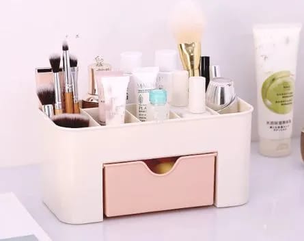 Simple Plastic Desktop Cosmetic Box with Drawer