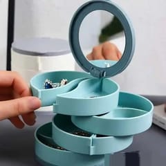 4 Layers Rotating Mirror Jewelry Organizer Box - Premium Quality
