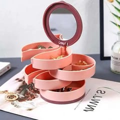 4 Layers Rotating Mirror Jewelry Organizer Box - Premium Quality