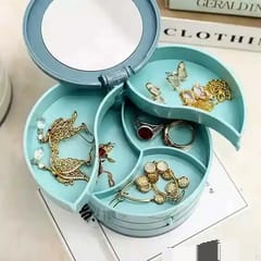 4 Layers Rotating Mirror Jewelry Organizer Box - Premium Quality