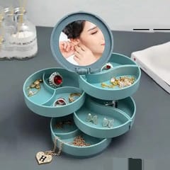 4 Layers Rotating Mirror Jewelry Organizer Box - Premium Quality