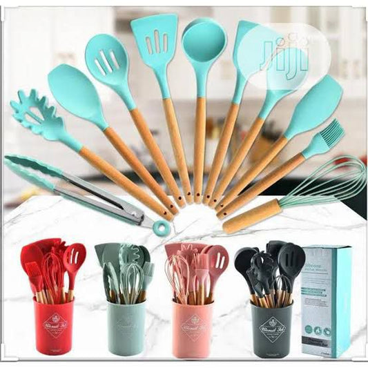 Silicon 12 pcs Spoon Set - High Quality