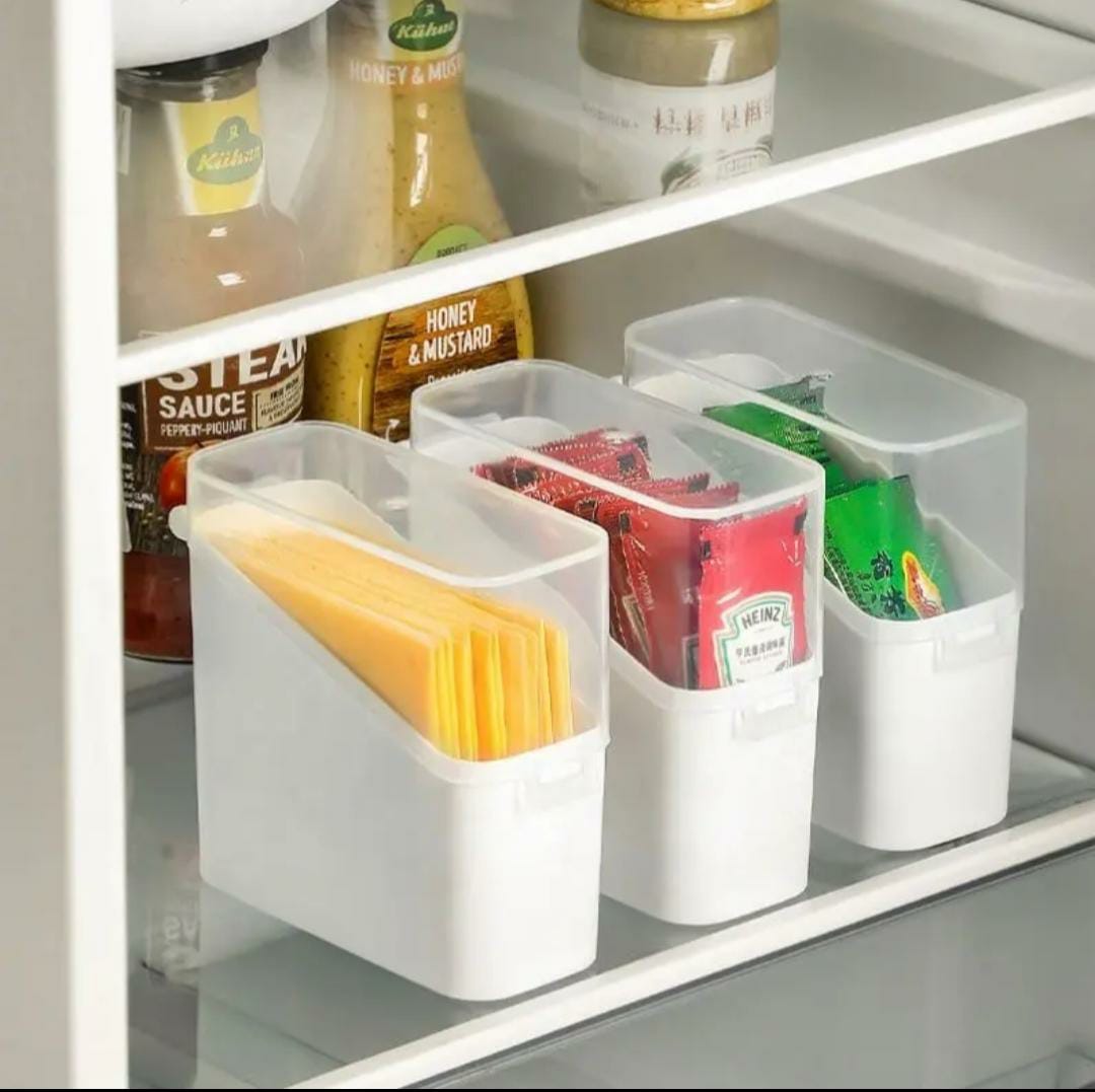 Fridge Organizer Bin With Lid - Pack of 3