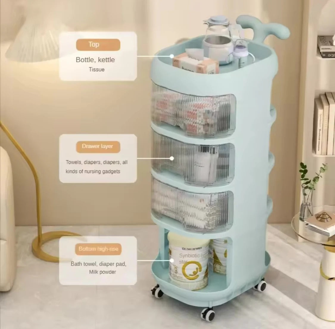 Multi Tier Rolling Storage Rack