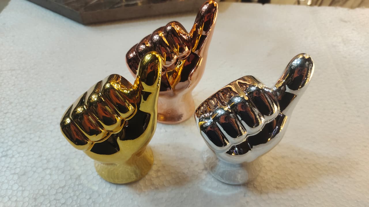 Metallic Thumbs Up Sign Figurines -Set