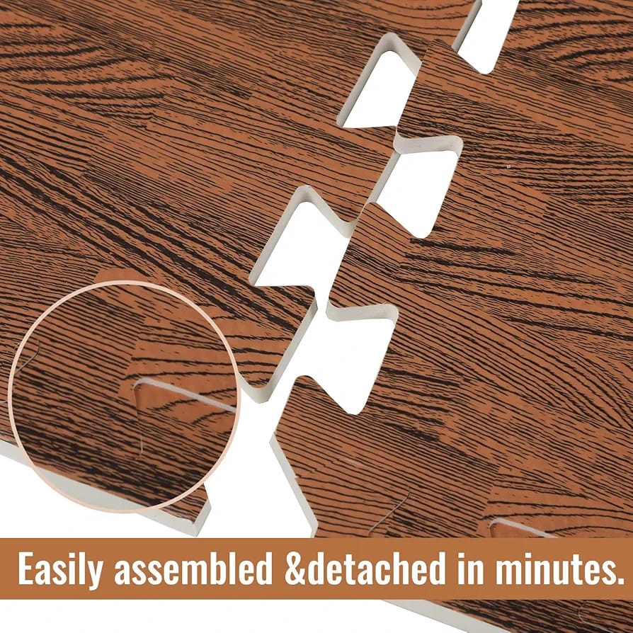 Decorative Interlocking Wood-Look Floor Mat - Pack of 4