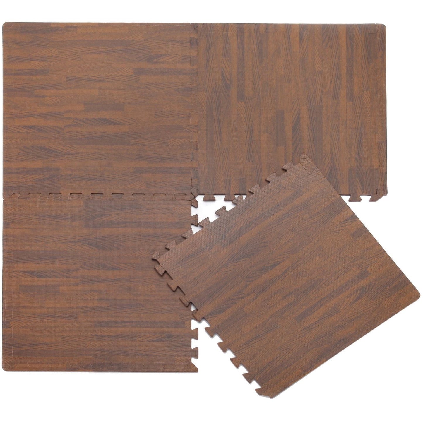 Decorative Interlocking Wood-Look Floor Mat - Pack of 4
