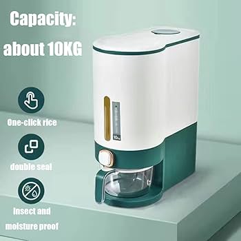 10 Kg Rice Dispenser, Large Sealed Grain Container Storage