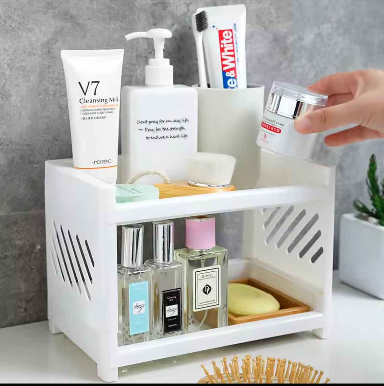 Plastic Square 2lyr Cosmetic Rack