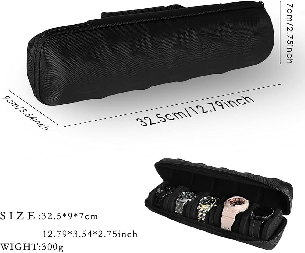 Portable 5-Grid Watch Box with Pillow - Anti-Movement