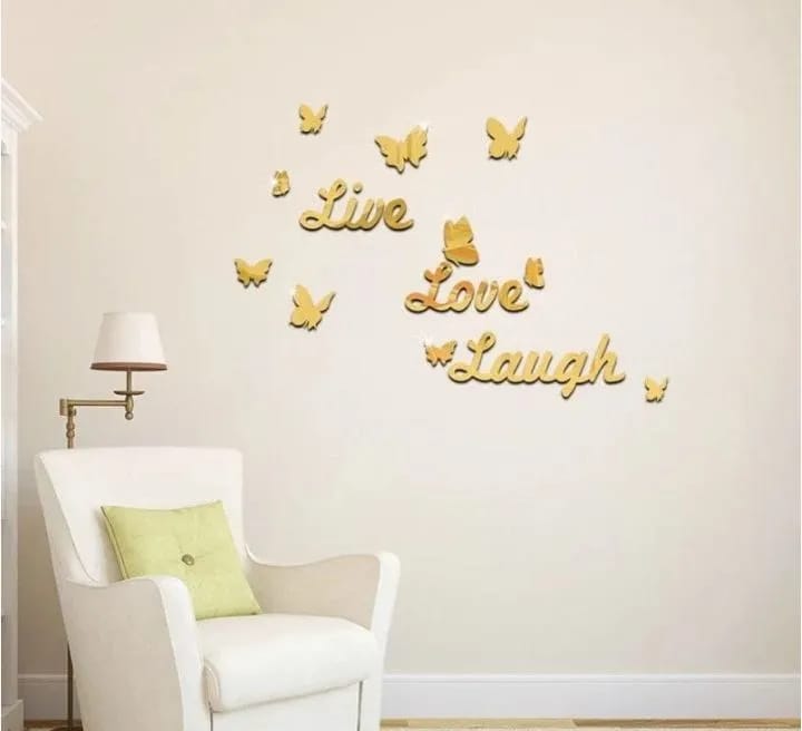Love Live Laugh Wall  Decals -  Silver Heart