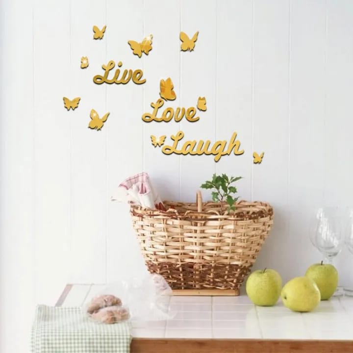 Love Live Laugh Wall  Decals -  Silver Heart
