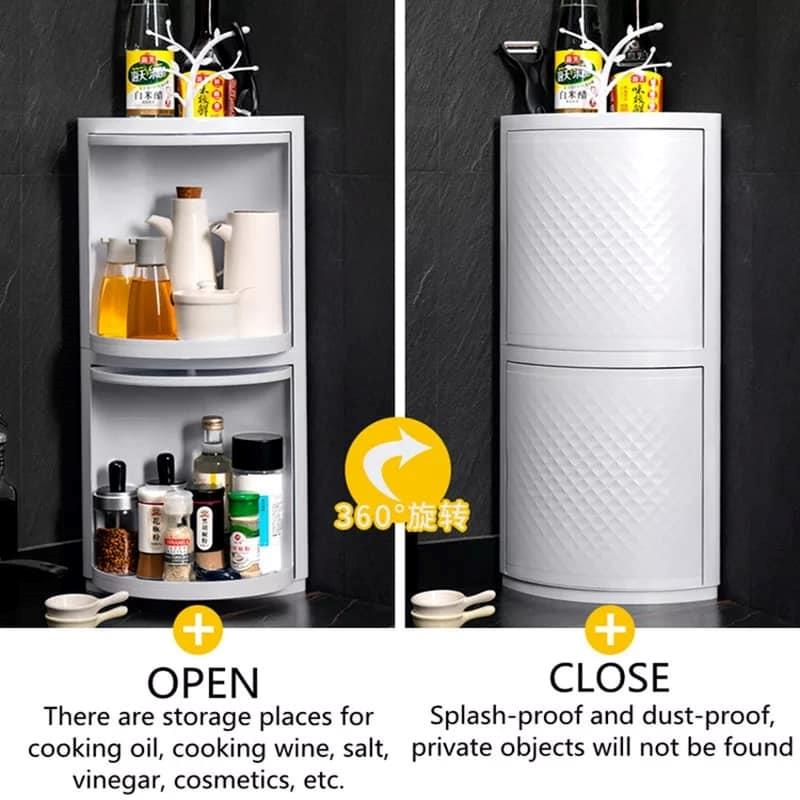 360 Degree Rotatable Corner Cabinet -  For Bathroom & Kitchen Storage