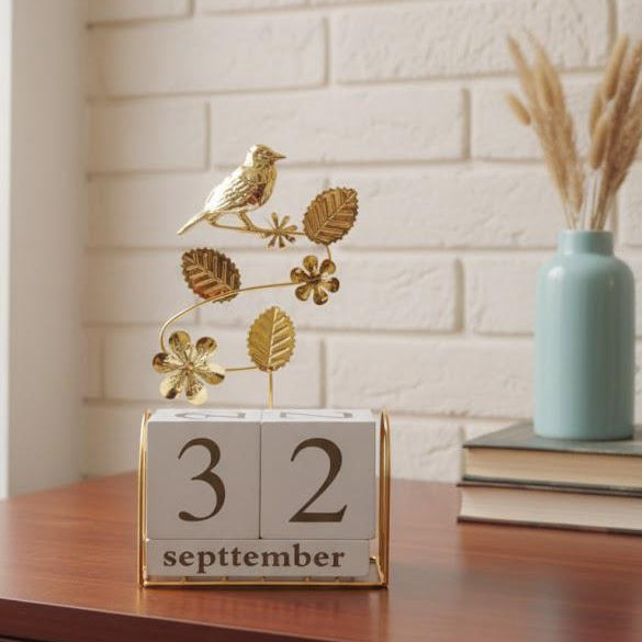 Decorative Perpetual Calendar with Gold Accents