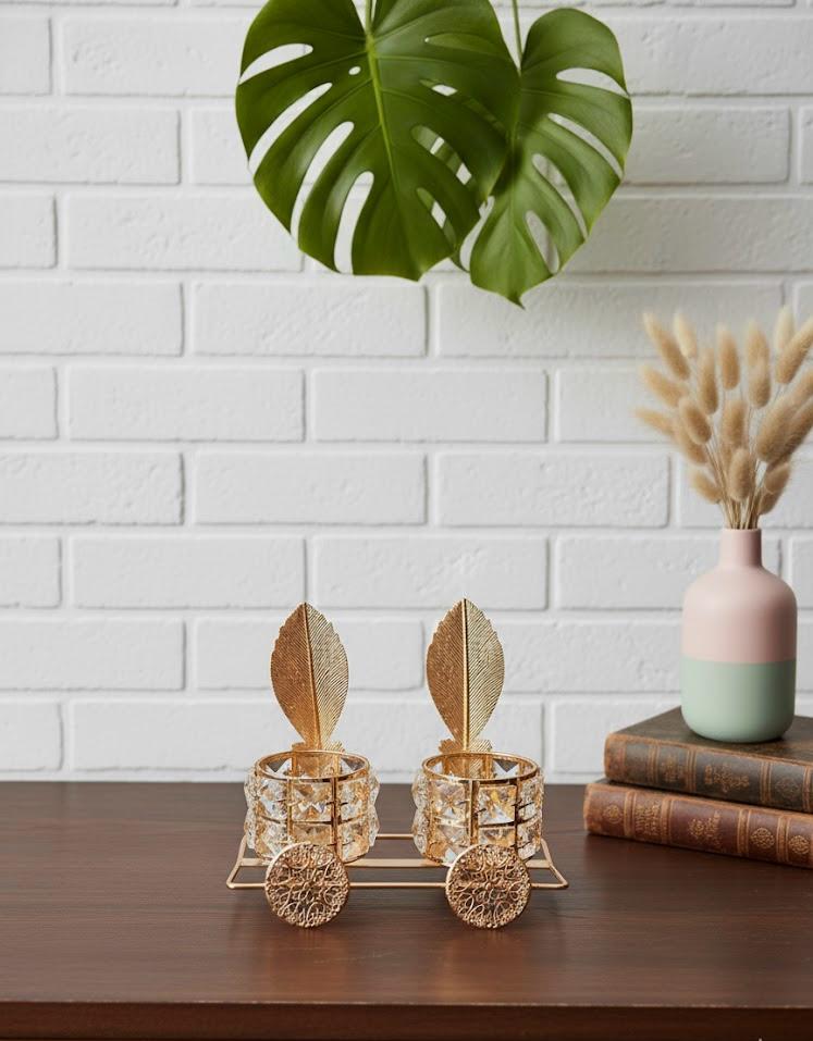 Metallic Dual Container on Wheels Decor