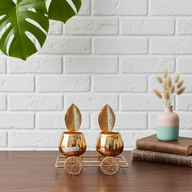 Metallic Dual Container on Wheels Decor