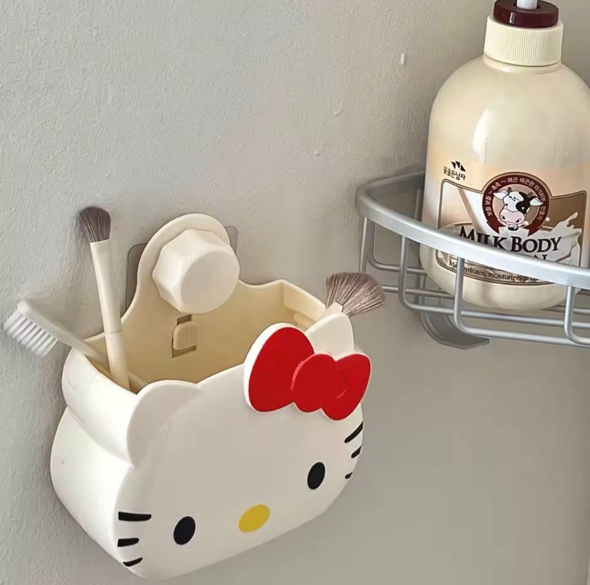 Hello Kitty Bathroom Punch-Free Toothbrush Wall Hanging Storage Box 