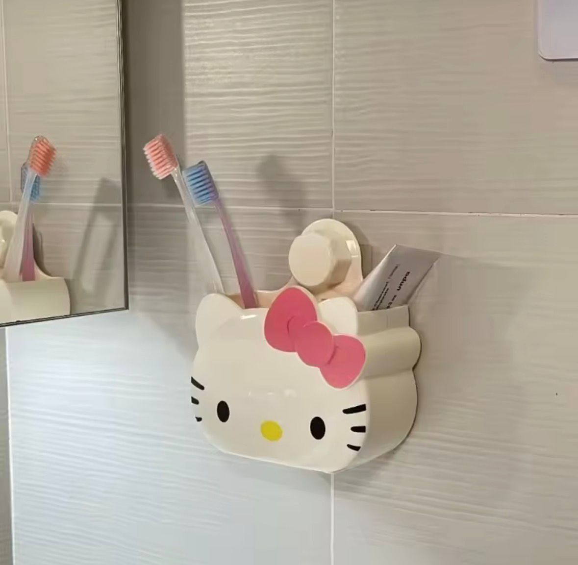 Hello Kitty Bathroom Punch-Free Toothbrush Wall Hanging Storage Box 