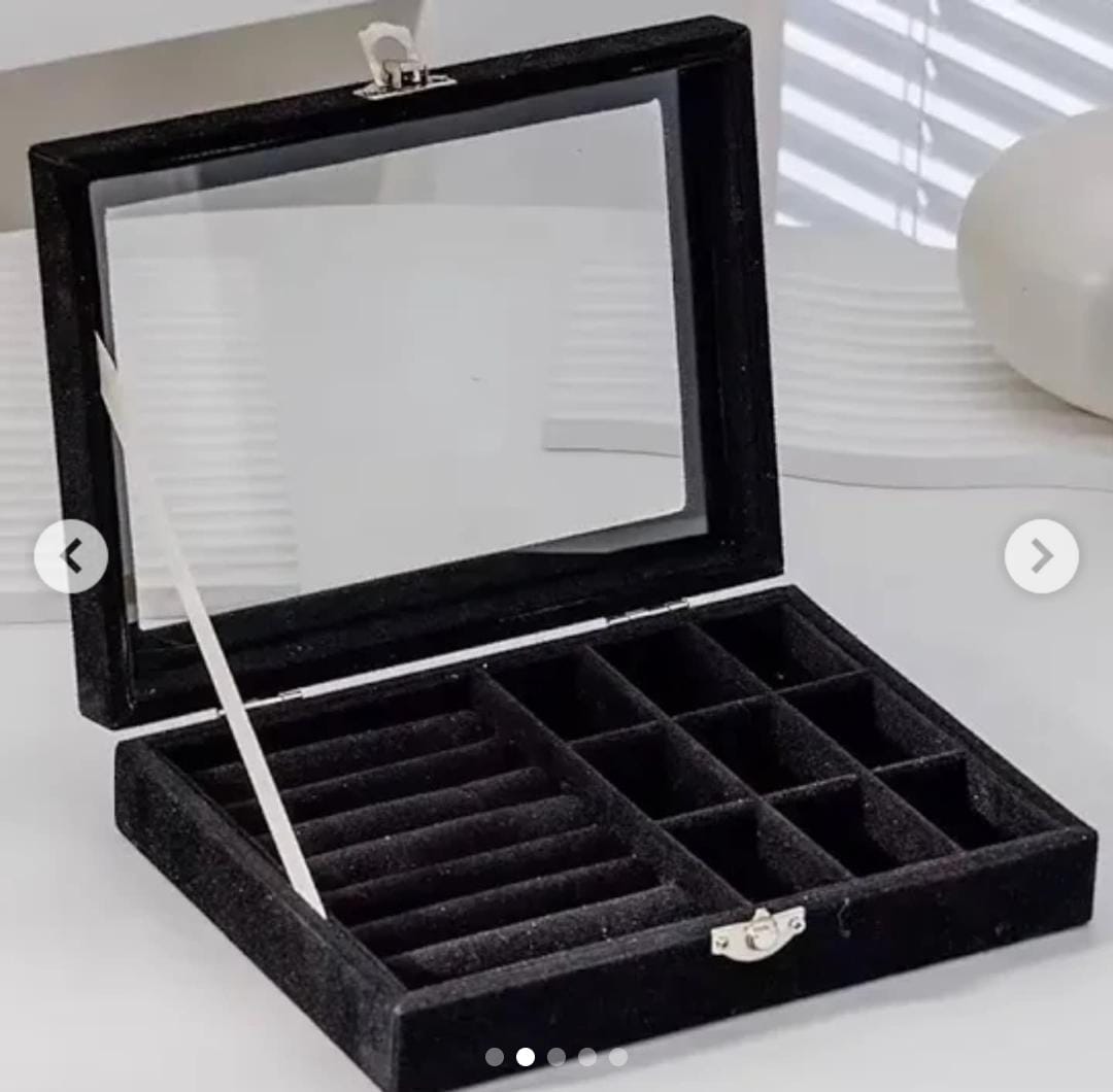 Velvet Clear Lid Jewellery Organizer Box