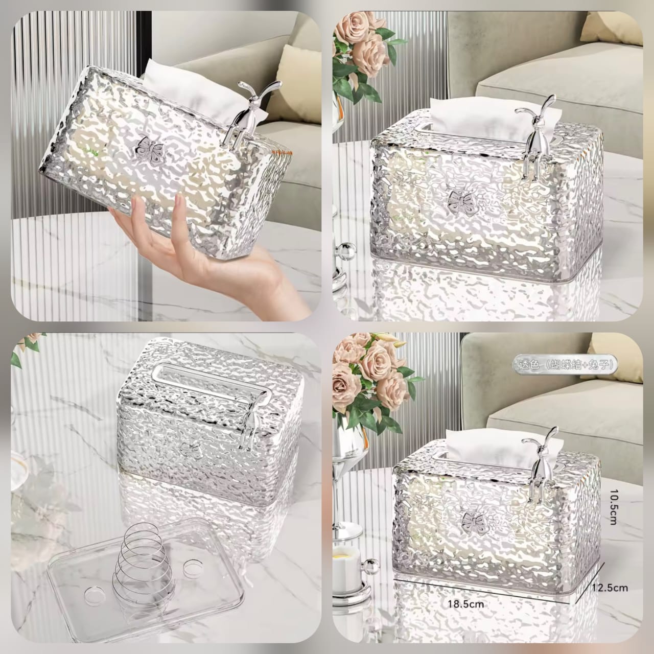 Luxury Crystal-Inspired Tissue Box with Elegant Bunny Accent🐰