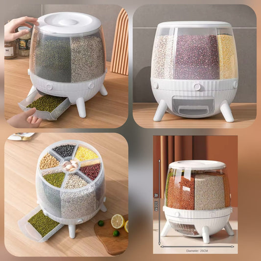 Stylish Rotating Cereal Dispenser - 10KG