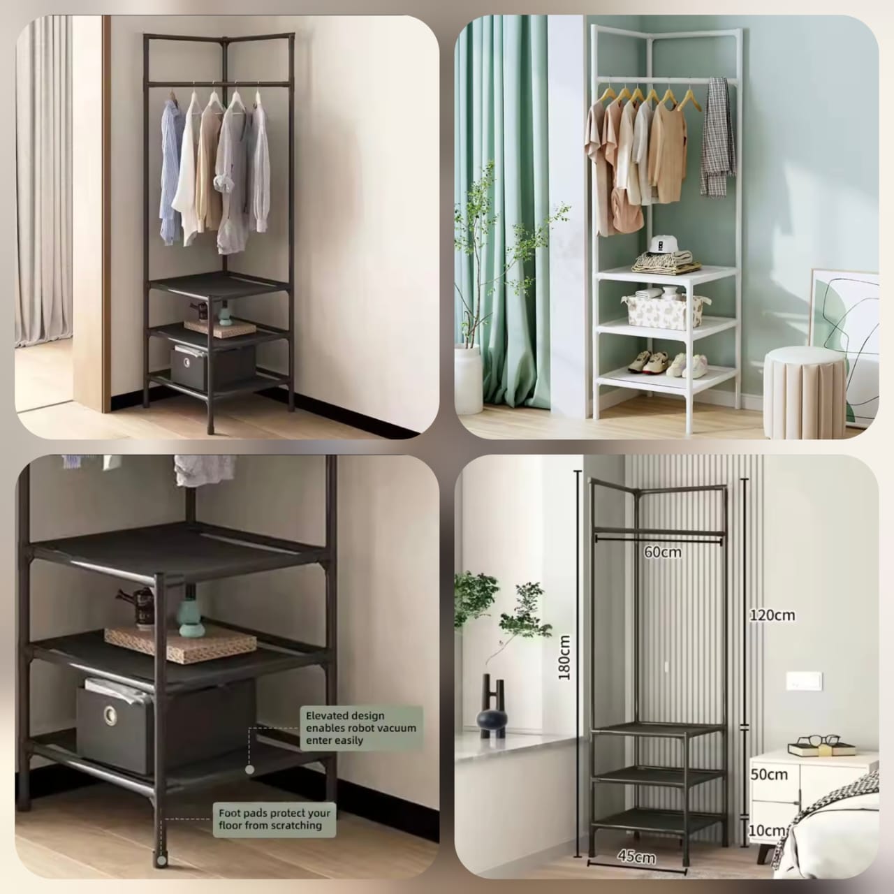 Attachable Corner Pole Rack