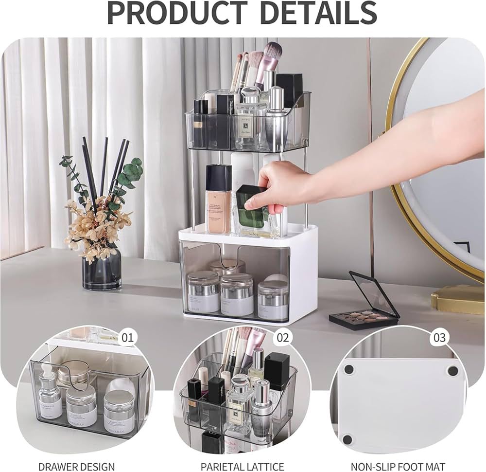 3-Tier Makeup Organizer Storage Box
