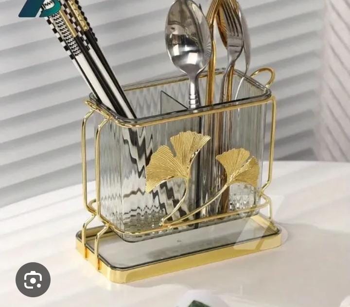 Luxury Golden Leaf Cutlery Holder (Premium Quality)
