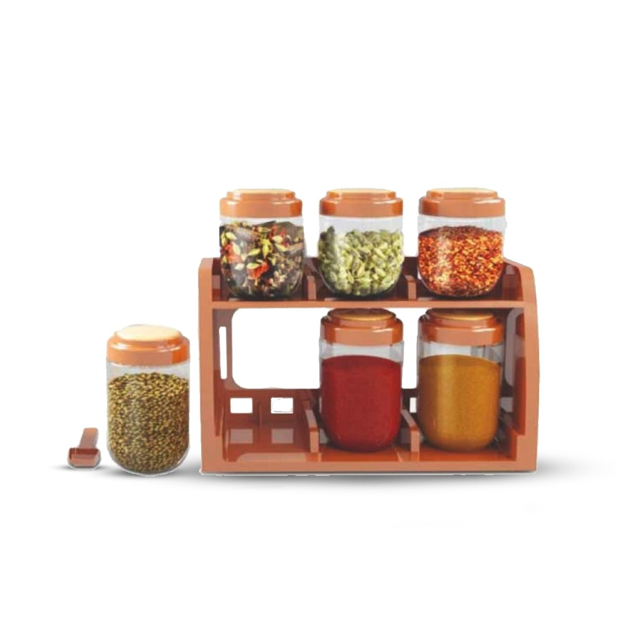 6-Jar Spice Rack and Dispenser Set