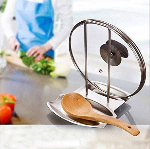Spoon Rest & Lid Holder - Stainless Steel