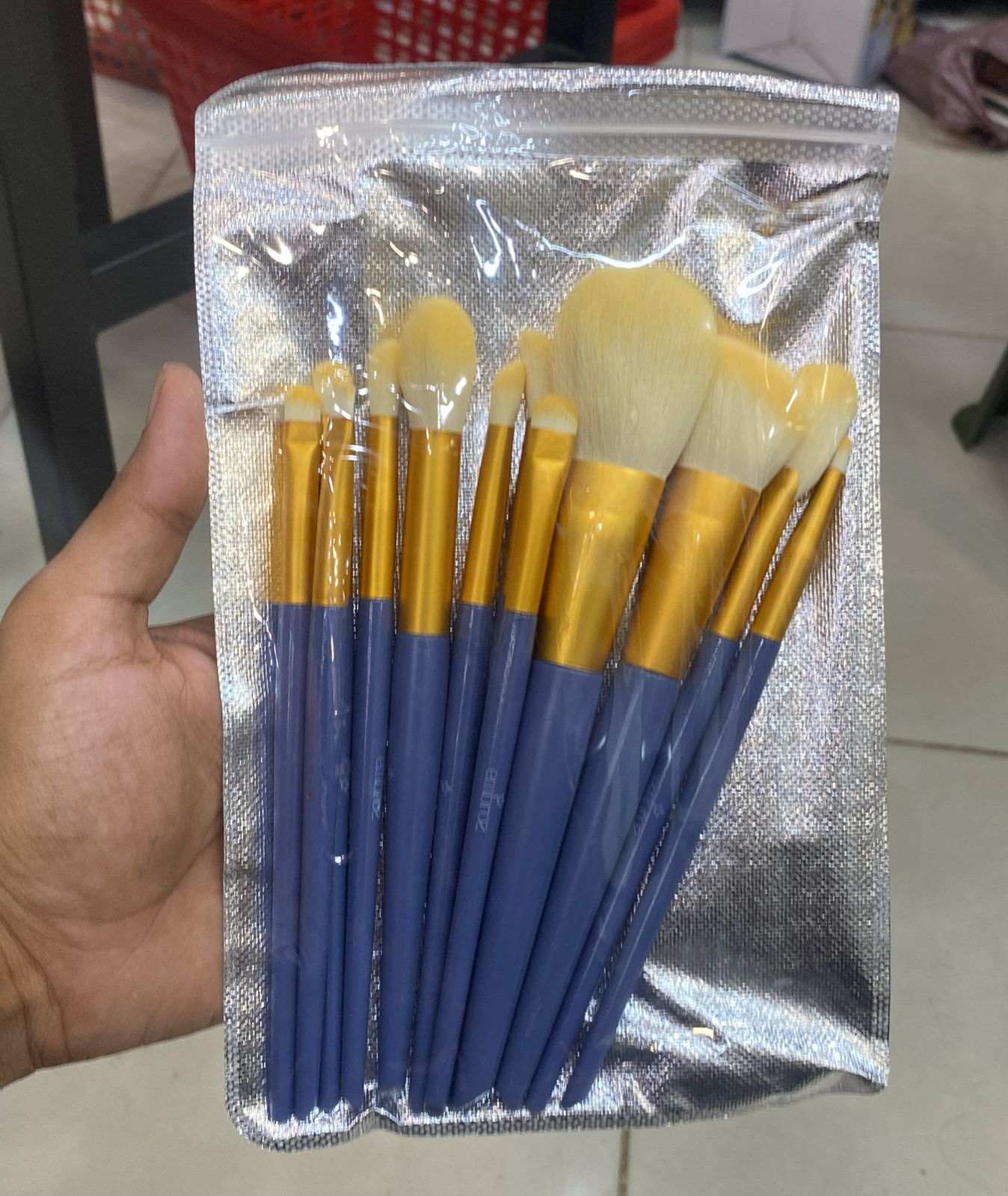 12Pcs Embroz Makeup Brushes Blue - Imported - Soft Brushes