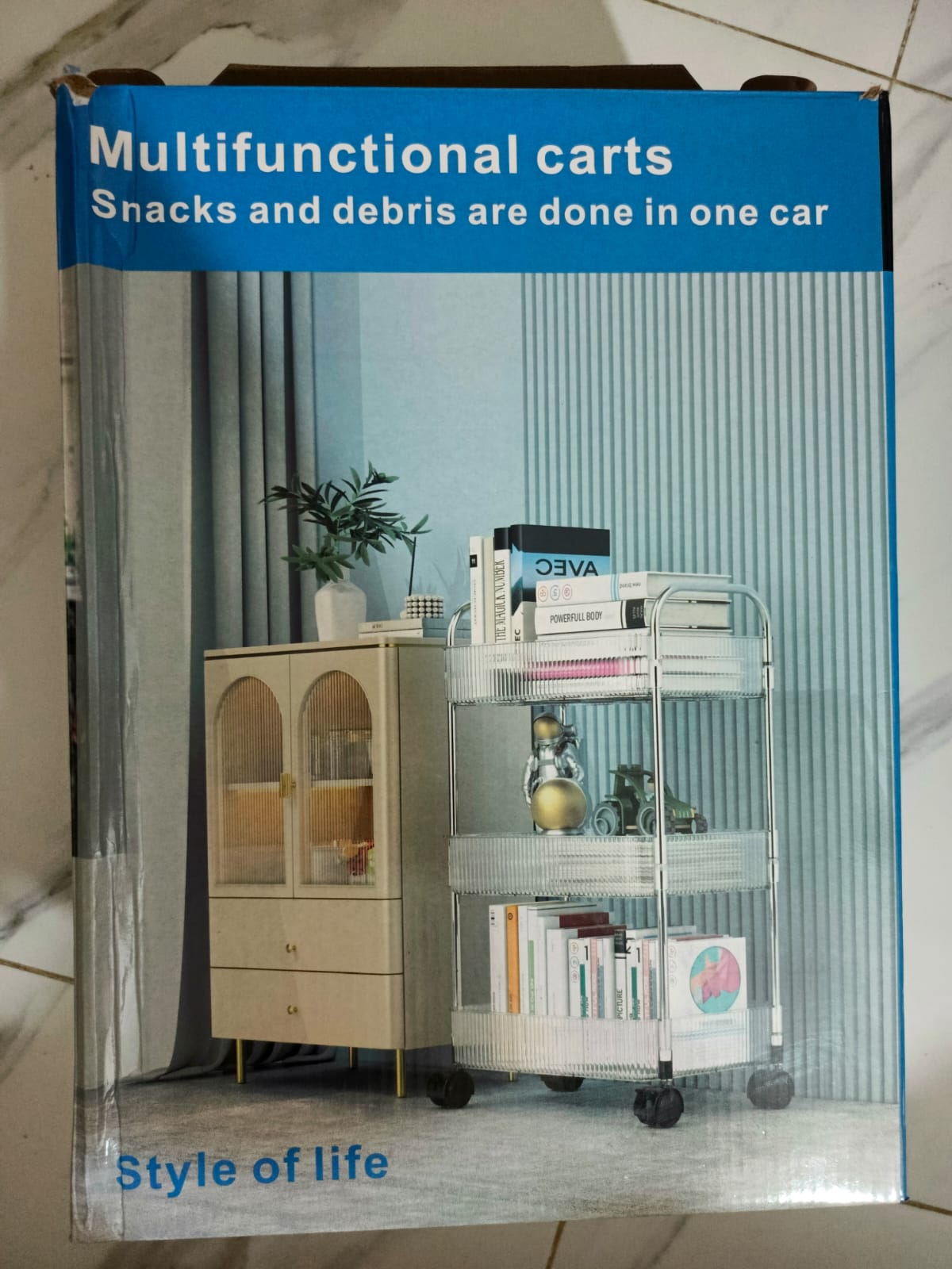 3-Tier Clear Acrylic Storage Cart with 360° Swivel Wheels