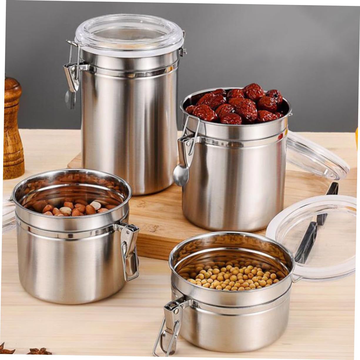 4pcs Air Tight Food Storage Jars Cereal Containers